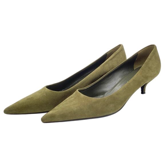 Prada Kitten Heels Women’s Size 11 Suede Leather in Olive Green - Picture 2 of 5